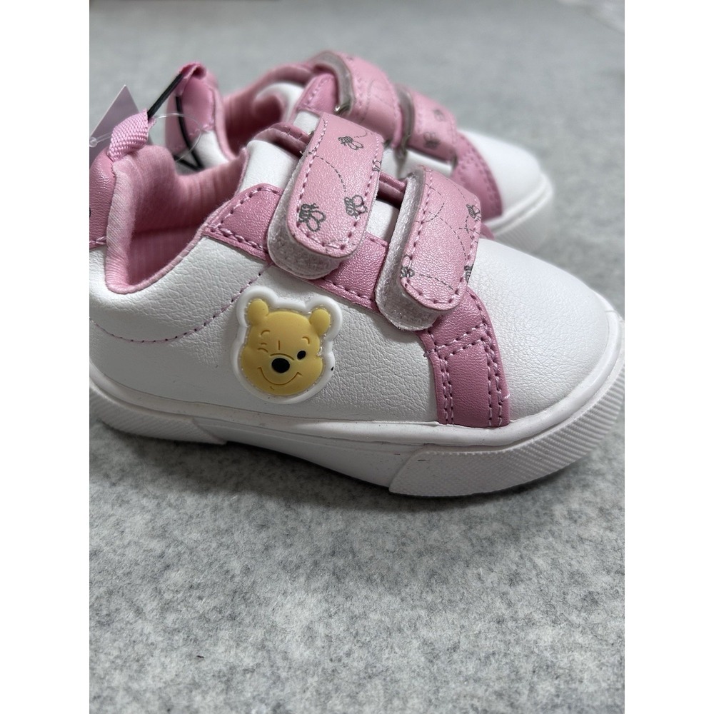 Disney Baby Winnie The Pooh Toddler Kids Sneaker Size 4 Pink /White Hook & Loop